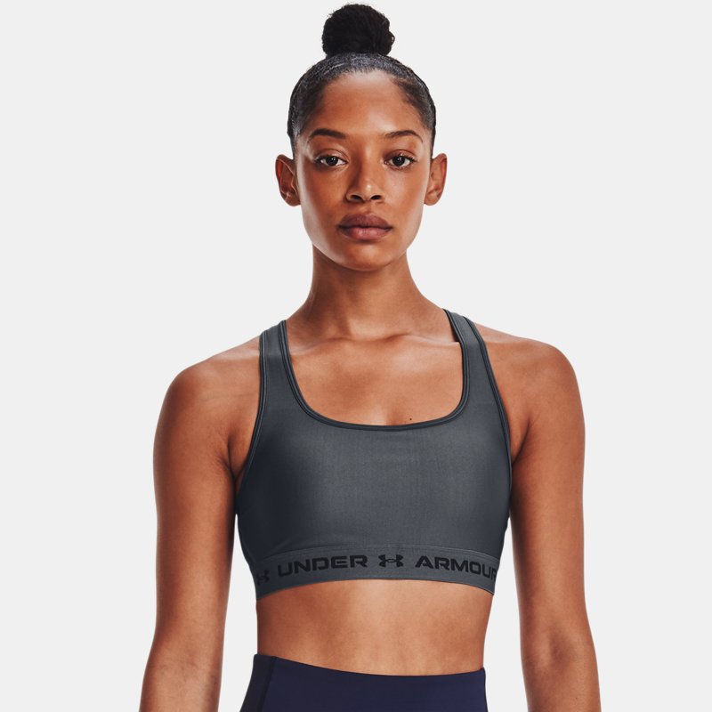 Under Armour Women's Armour® Mid Crossback Sports Bra Pitch Gray / Pitch Gray / Black XS